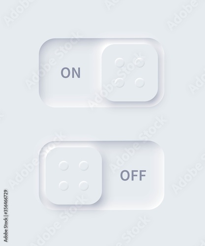 Neomorphism on off button realistic vector design
