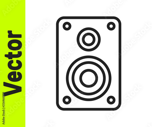 Black line Stereo speaker icon isolated on white background. Sound system speakers. Music icon. Musical column speaker bass equipment. Vector Illustration.