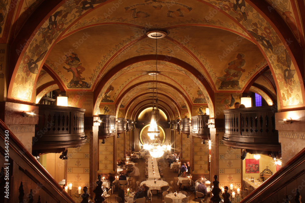 Fototapeta premium Bern / Switzerland - January 8, 2020: interior of a restaurant in the old city