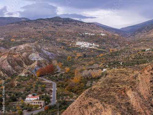 mountainous landscape and town in the Sierra Nevada mountains (Spain)


