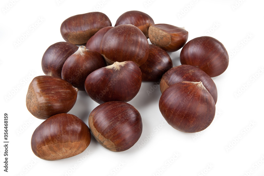 Bunch of Chestnuts – Isolated on White Background Bunch of Chestnuts – Isolated on White Background