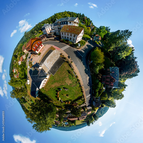 Foto AVillage Hohwald in Alsace little planet panoramic view from drone