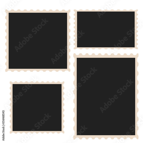 Old vintage photo card frame different size isolated on white for design, stock vector illustration