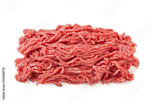 ground beef, minced beef, isolated on white background