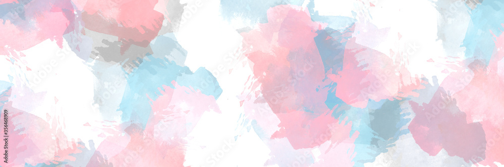 Fototapeta premium Billboard banner. Sale banner for web page, mobile phone, social media. Watercolor effect. Offer discount template design. Horizontal banner. Watercolor stains and brushes.
