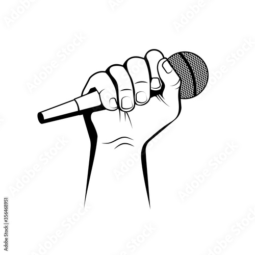 hand with microphone vector illustration