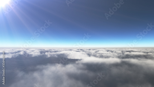 Fototapeta Naklejka Na Ścianę i Meble -  Above clouds sun ray, 3d rendering