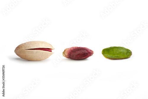 Bronte pistachio, isolated on white background,  Pistacia vera, Pistacia terebinthus, pistacchio verde di bronte DOP photo