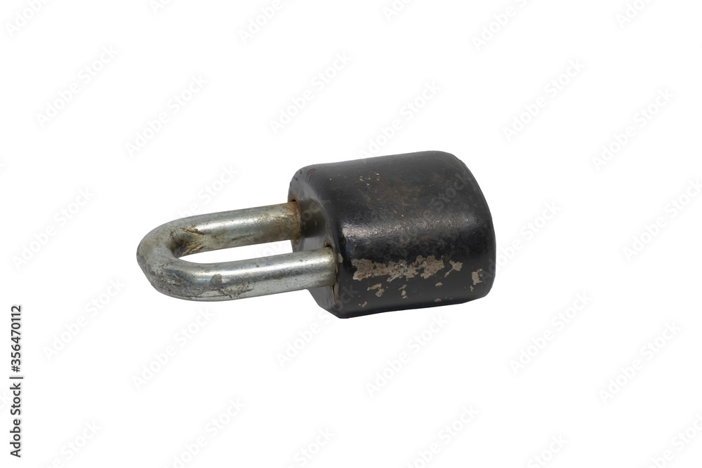 Old black padlock isolated on white background. Old black padlock isolated on white background.