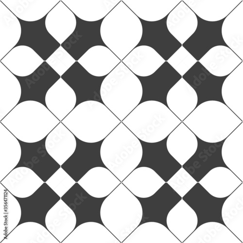 seamless geometric pattern, Floor Tile Pattern, black and white scheme