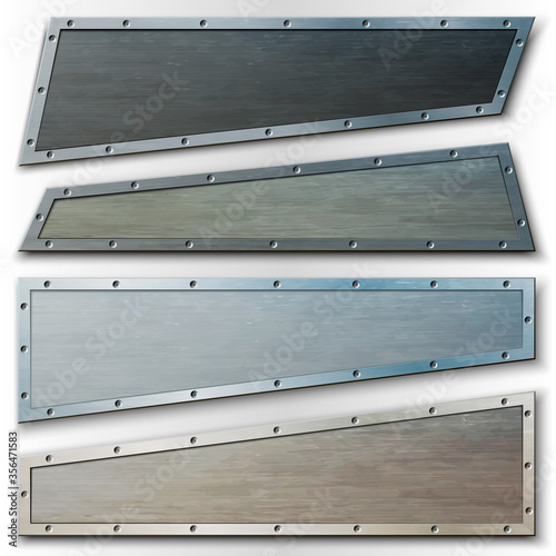 Set of horizontal metal banners or headers.