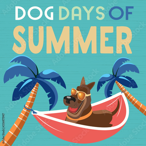 Dog days of summer comic cartoon vector poster