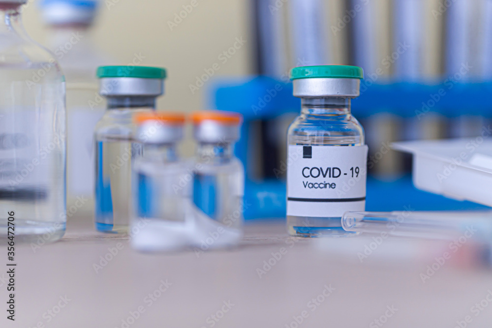 The covid19 doz on the table. Novel Covid19 vaccine Concept. The covid19 doz on the table. Novel Covid19 vaccine Concept.