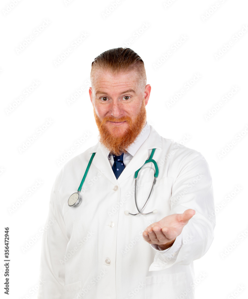 Redhead doctor with a medical gown Redhead doctor with a medical gown