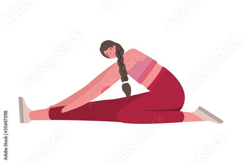 Woman with sportswear doing yoga design, Stay at home gym sport and bodybuilding theme Vector illustration