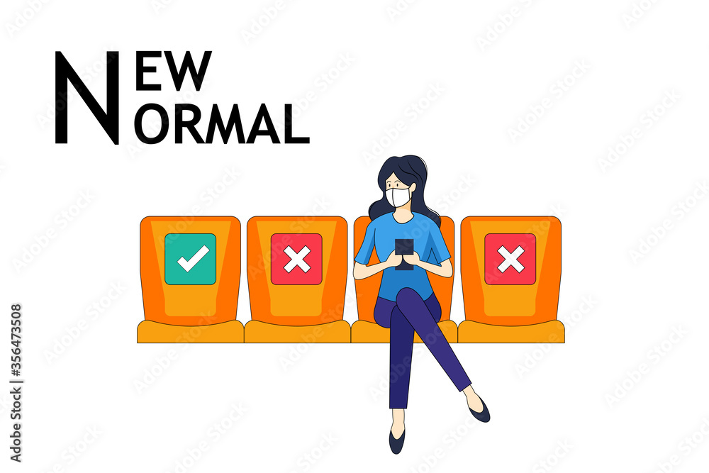 People make social distancing for shuttle shuttle bus, subway, railway, sky train during CoVID