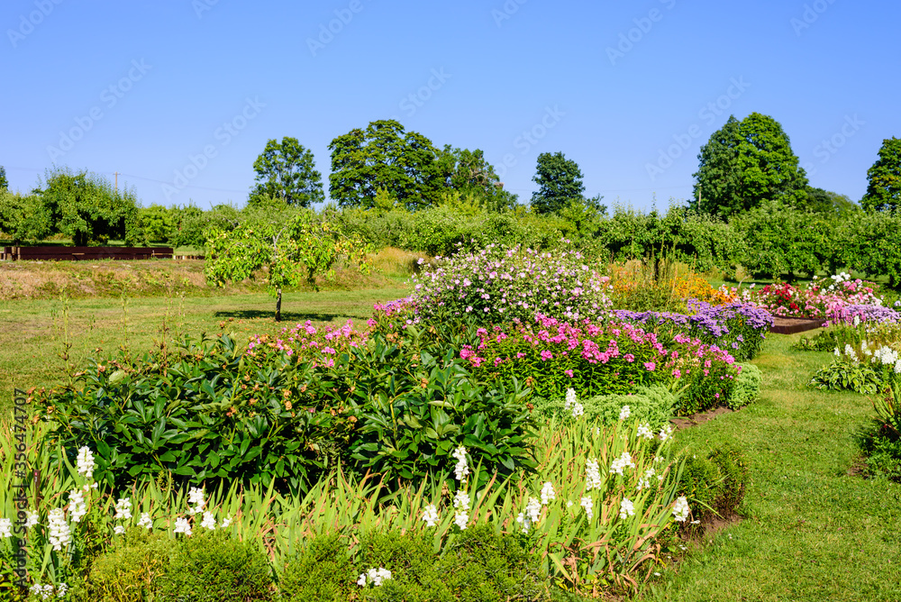 Beautiful garden with flowers in Sagadi manor, Lahemaa national Park, Estonia