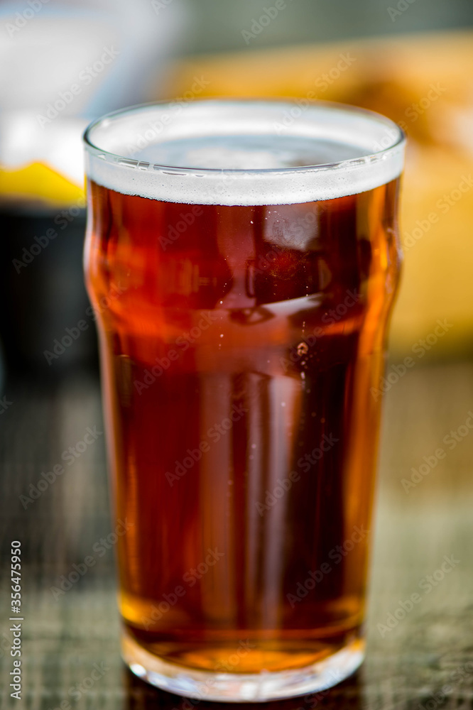 Close Up Of A Pint Glass Of British Bitter Ale Or Beer With No People