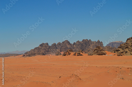 Landscape of the Wadi Rum Desert in Jordan