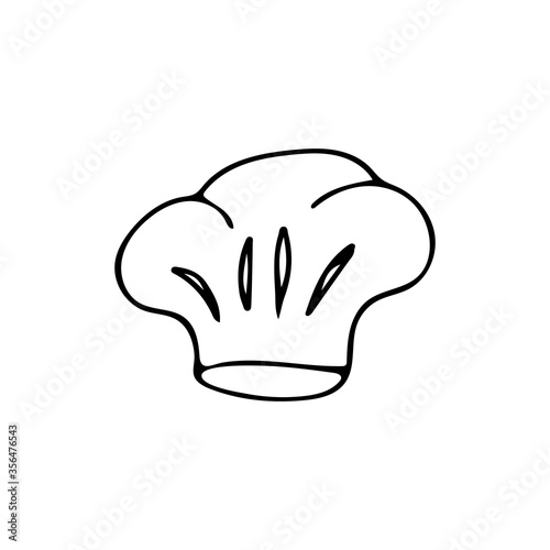 Doodle cook hat icon in vector. Hand drawn cook hat icon in vector