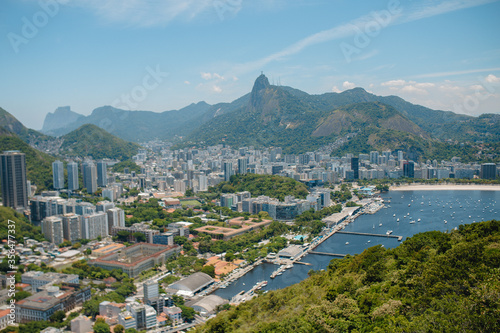 a beautiful view from Sugar loaf mountain on Rio de Janeiro. Corcovado mountain, Flamingo beach photo