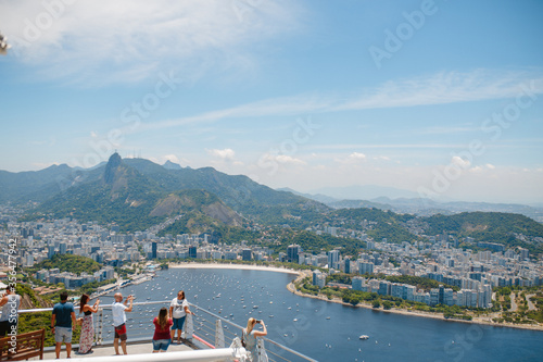 a beautiful view from Sugar loaf mountain on Rio de Janeiro. Corcovado mountain, Flamingo beach photo