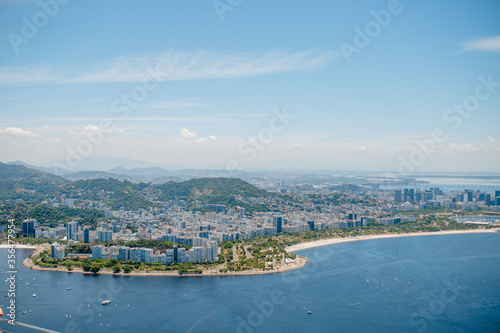 a beautiful view from Sugar loaf mountain on Rio de Janeiro. Corcovado mountain, Flamingo beach photo