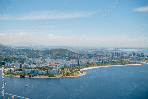 a beautiful view from Sugar loaf mountain on Rio de Janeiro. Corcovado mountain, Flamingo beach photo
