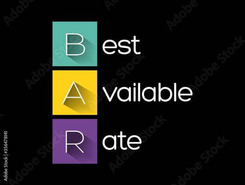 BAR - Best Available Rate, acronym business concept background