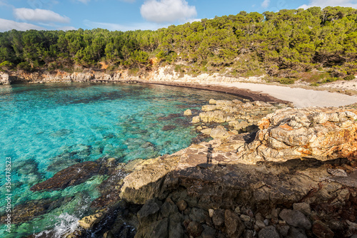 escorxada beach, abandoned paradise beaches in Menorca, a Spanish Mediterranean island, after the covid 19 coronavirus crisis