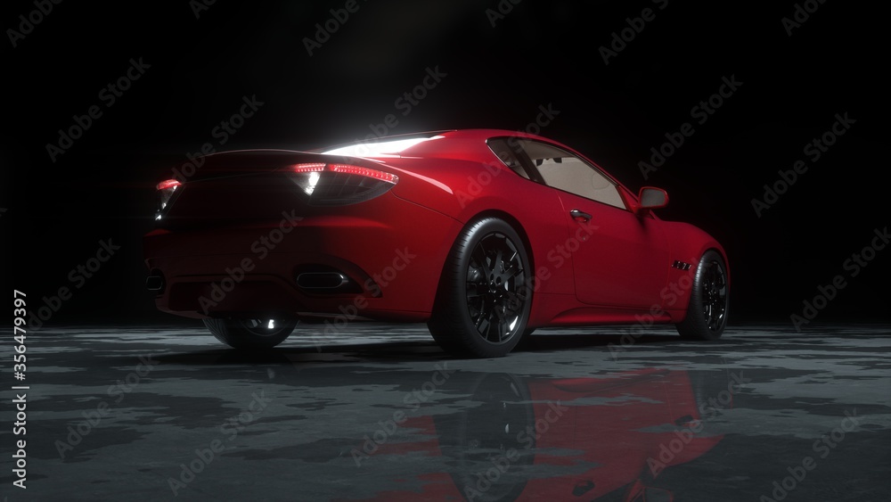 Fototapeta premium luxury red sport car . realistic 3d rendering.