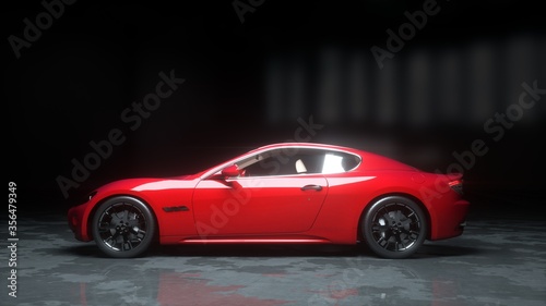 luxury red sport car . realistic 3d rendering. © 3D motion