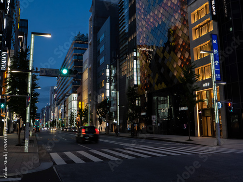 Ginza street at night in Tokyo 