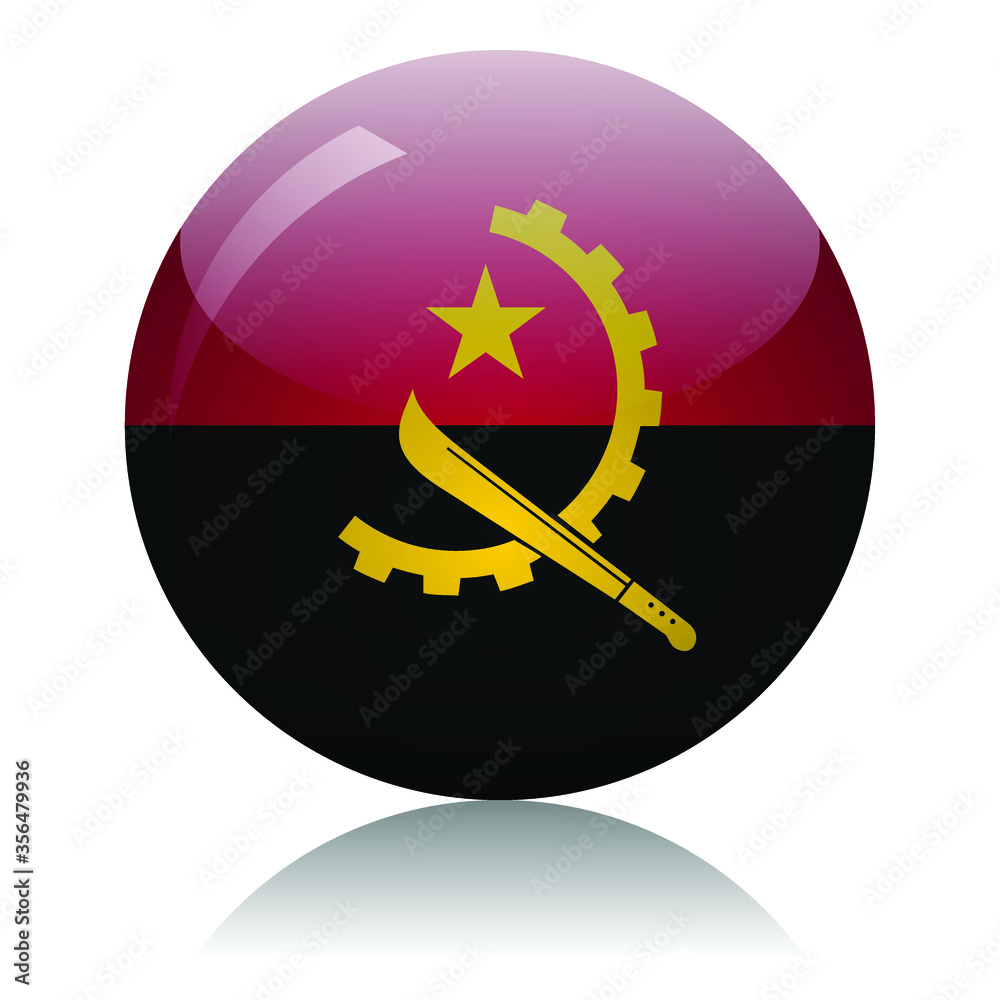 Angolan flag glass button vector illustration Angolan flag glass button vector illustration