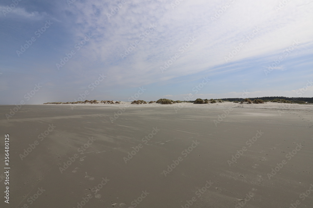 Nice view over a wide windy beach. Photo was taken on a sunny day with a blue sky. Nice view over a wide windy beach. Photo was taken on a sunny day with a blue sky.