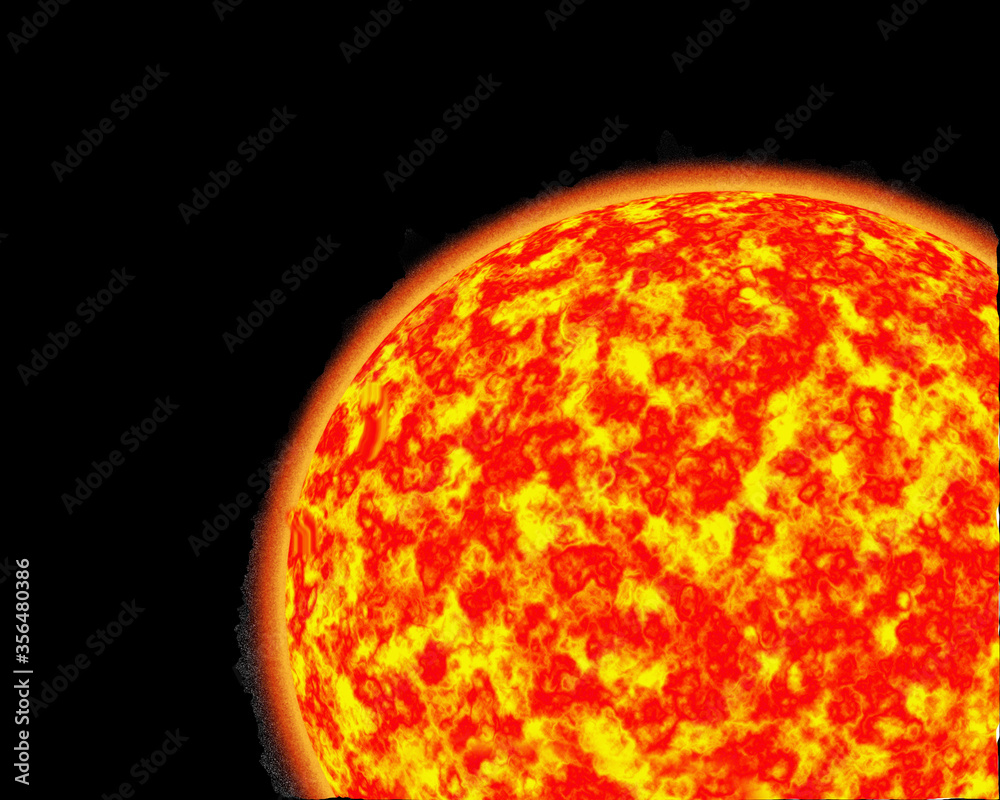 Bright orange and yellow close up of the sun on black background Bright orange and yellow close up of the sun on black background