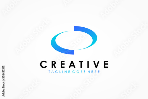 Abstract Initial Letter O Logo. Blue Gradient Circular Waves Style. Usable for Business and Technology Logos. Flat Vector Logo Design Template Element.
