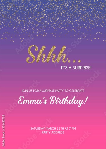 Shh... surprise secret party invitation vector design card