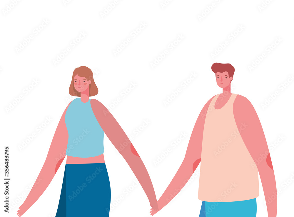Couple of woman and man cartoon with sportswear design, Relationship love and romance theme Vector illustration