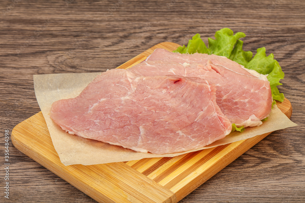 Raw pork steak for cooking