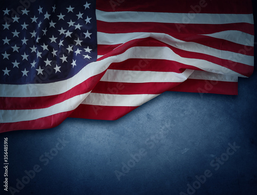 American flag on blue