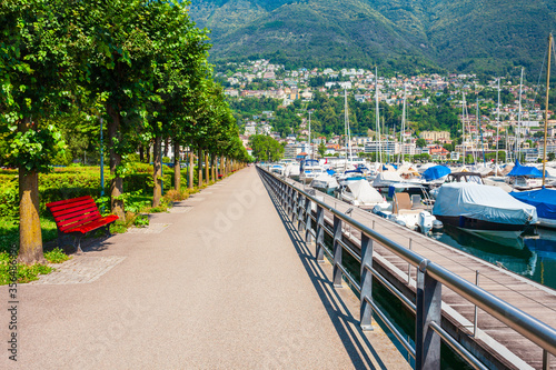 Locarno port with boats, Switzerland