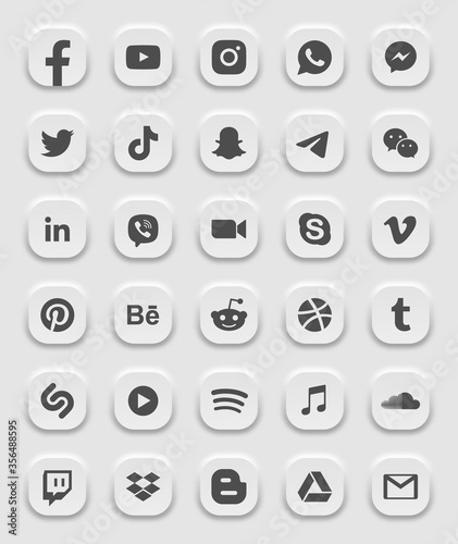 Popular Social Media Black White Modern 3d Icons Vector Set Facebook Youtube Instagram Whatsapp Twitter Tiktok Linkedin Zoom Viber Skype Snapchat Dropbox Gmail Twitch Spotify Messenger Wechat Gmail Stock Vector Adobe Popular Social Media Black White Modern 3d Icons Vector Set Facebook Youtube Instagram Whatsapp Twitter Tiktok Linkedin Zoom Viber Skype Snapchat Dropbox Gmail Twitch Spotify Messenger Wechat Gmail Stock Vector Adobe