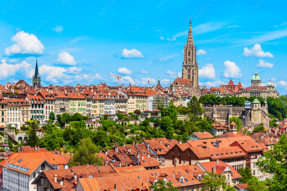 Fototapeta premium Bern aerial panoramic view, Switzerland