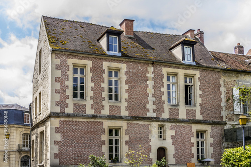 Beautiful Old Stone House in medieval city Senlis. Senlis is a commune in Oise department in northern France. 
