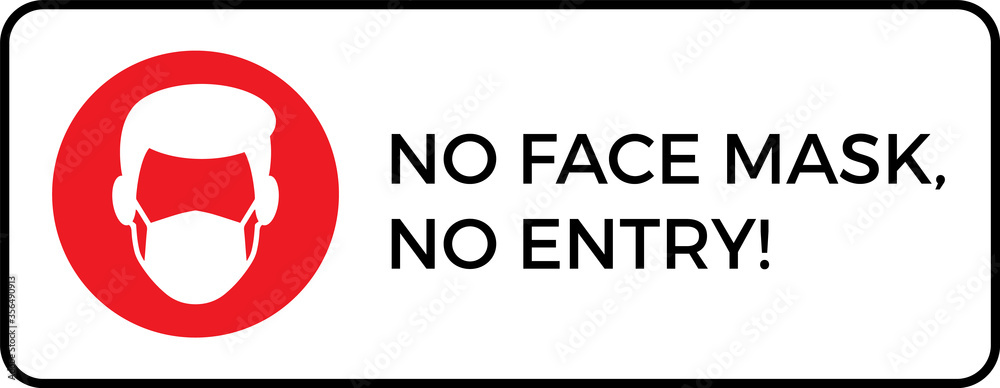 Warning sign without a face mask no entry and keep distance. Vector front door plate. Warning sign without a face mask no entry and keep distance. Vector front door plate.