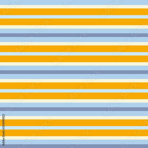 Stripe seamless pattern. Abstract background. Elegant blue, orange lines. Vector illustration horizontal stripes. Striped repeating texture. Retro ornament.