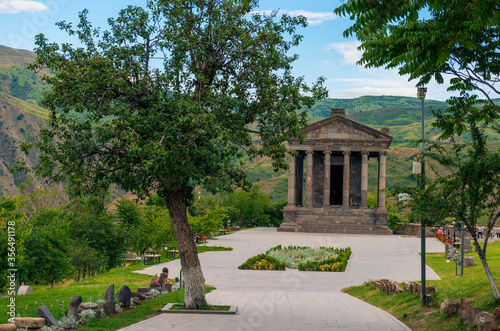 pagan ancient temple of Garni on a background of green mountains, a famous landmark of Armenia © kosmos111