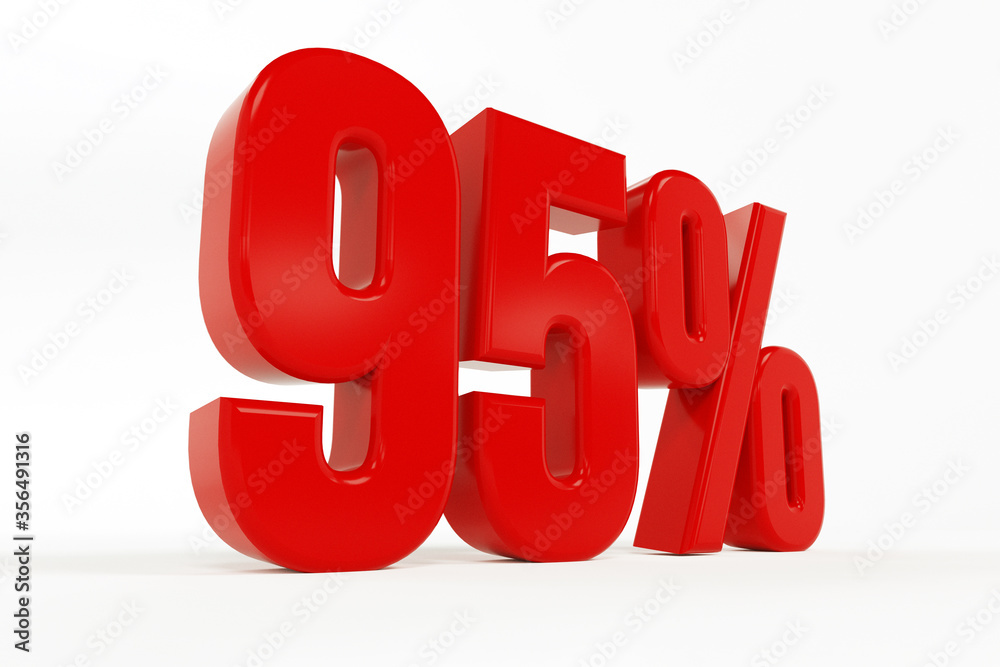 3D Rendering of a ninety-five percent symbol 3D Rendering of a ninety-five percent symbol