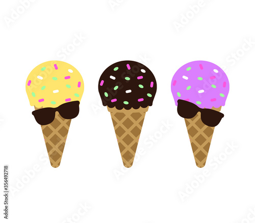 ice cream in waffle cones 